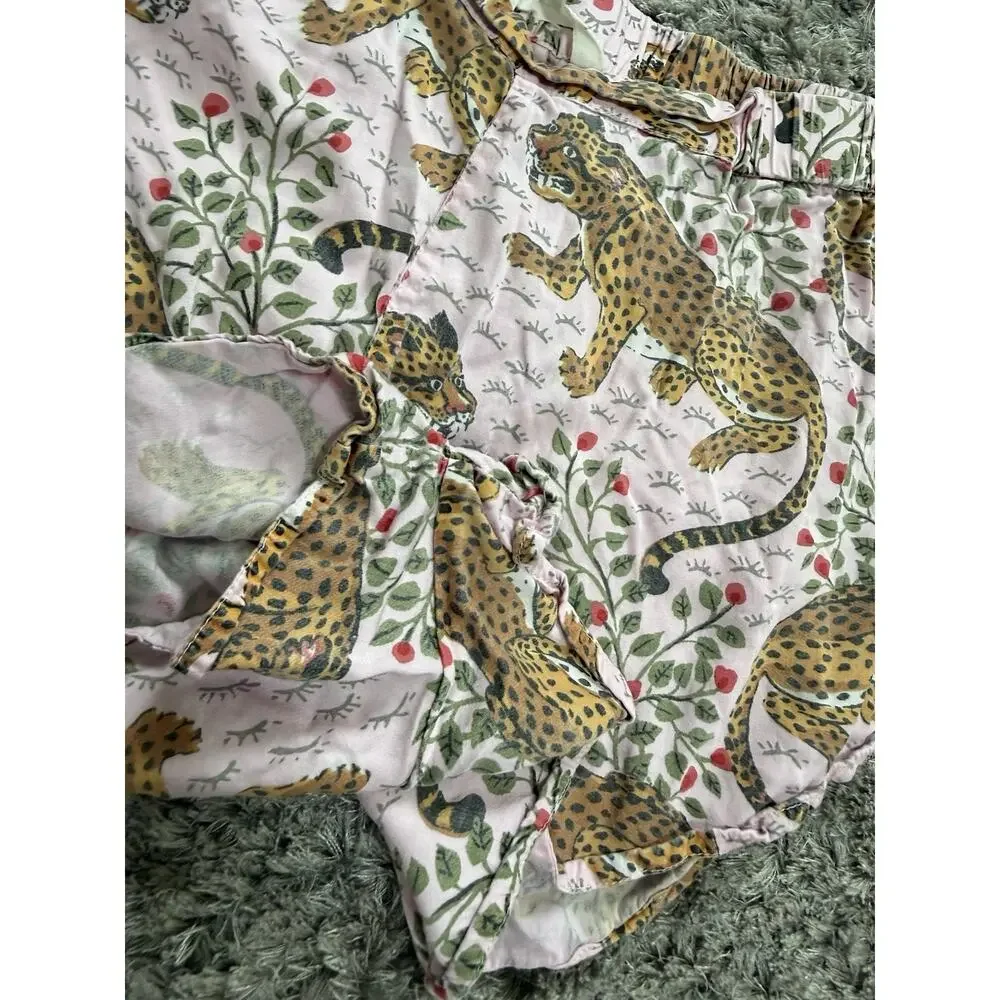 Printfresh Bagheera Pink Leopard Cotton Pajama Sleep Shorts Womens Size XS